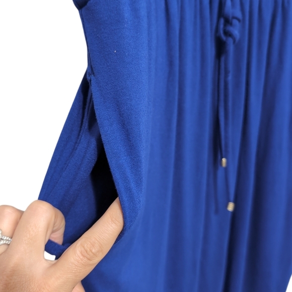 Chico's Split Neck Tie Waist Dress Royal Blue size 1(8/10) Medium Rayon - Picture 5 of 11